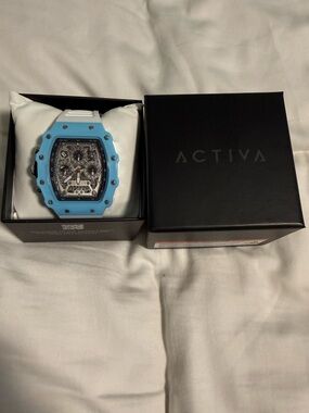 Activa Watch Light Blue and White Chronograph NIB!